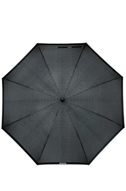 Dark-grey herringbone city umbrella with faux-leather handle