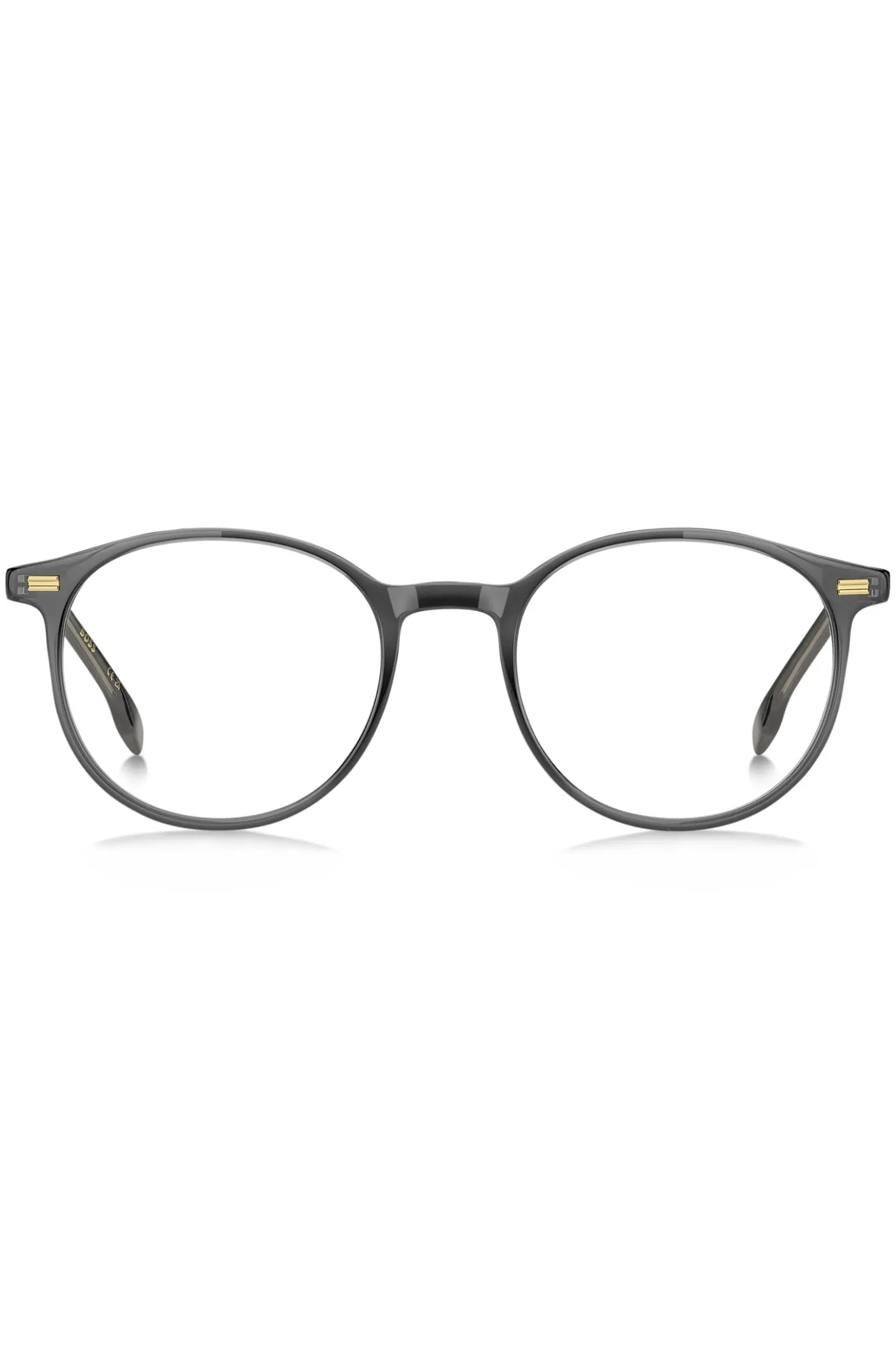 Dark-grey optical frames with gold-tone trims