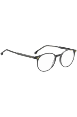 Dark-grey optical frames with gold-tone trims
