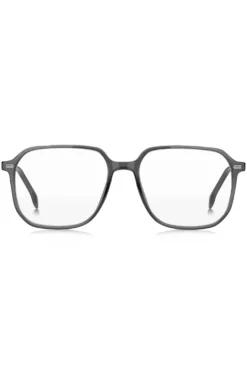 Dark-grey optical frames with silver-tone trims