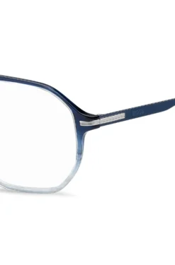 Degradé-blue optical frames with silver-tone trims