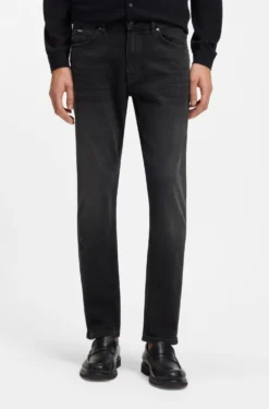 Delaware slim-fit jeans in black comfort-stretch denim