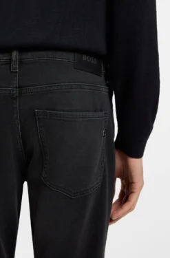 Delaware slim-fit jeans in black comfort-stretch denim