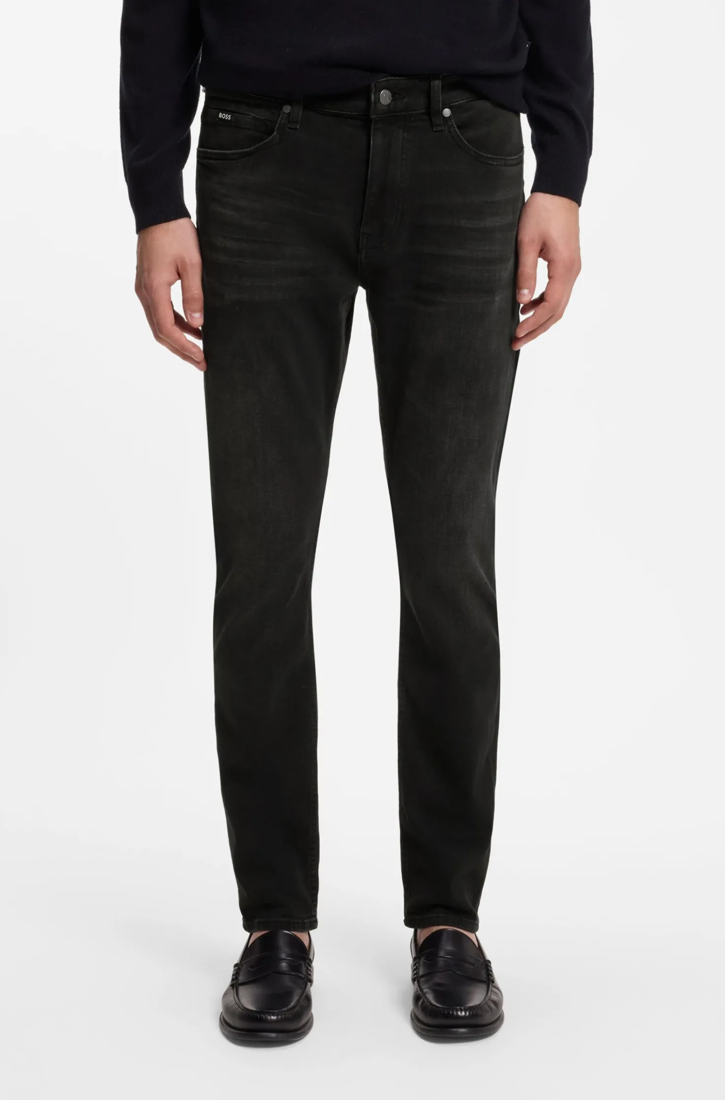 Delaware slim-fit jeans in black stretch denim