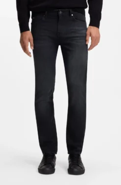 Delaware Slim-fit jeans in black super-soft Italian denim