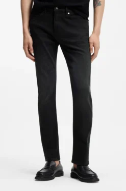 Delaware slim-fit jeans in deep-black stretch denim