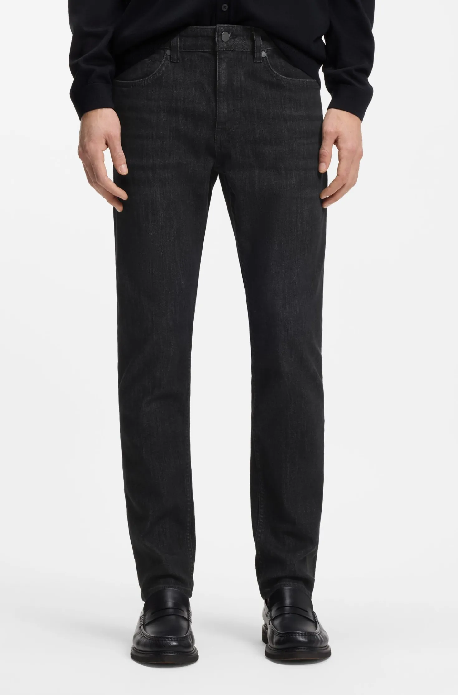 Delaware slim-fit jeans in grey wrinkle-resistant denim