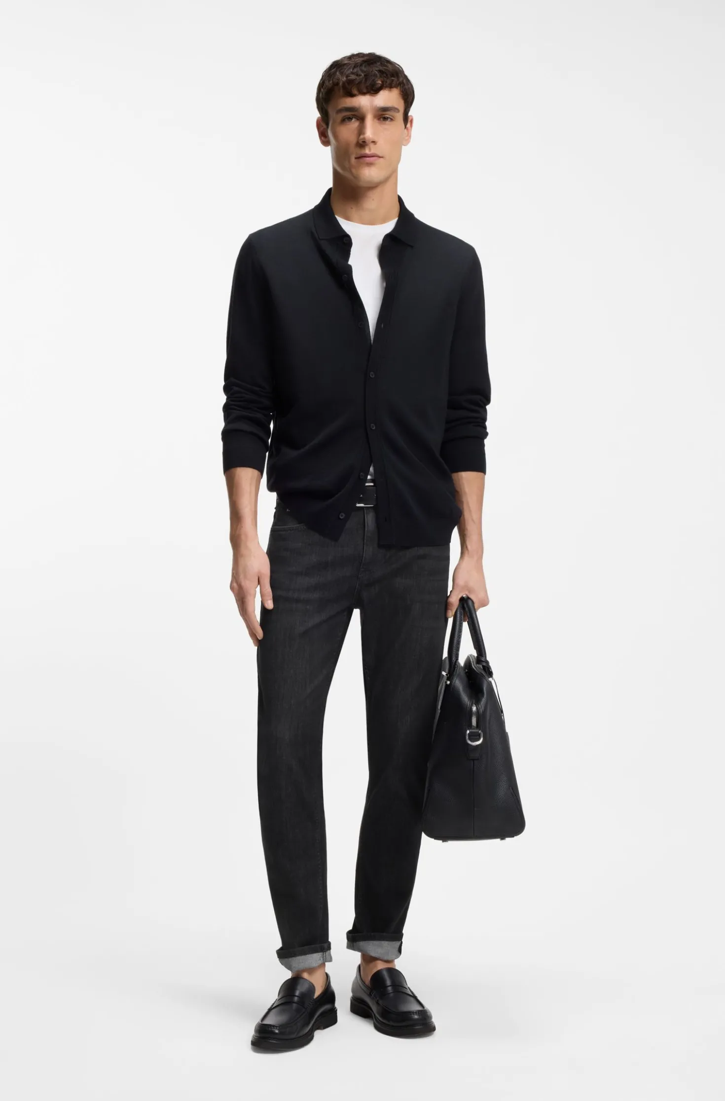 Delaware slim-fit jeans in grey wrinkle-resistant denim