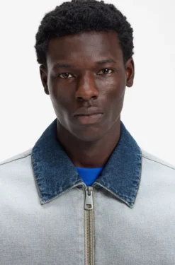 Denim jacket with inside-out styling