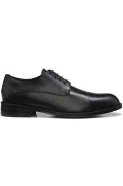 Derby shoes in grained leather with cap toe