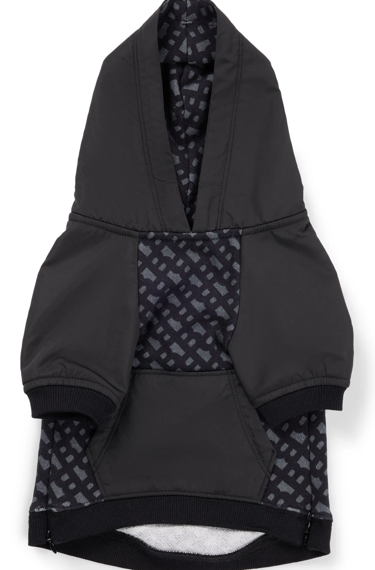 Dog hoodie with monogram pattern