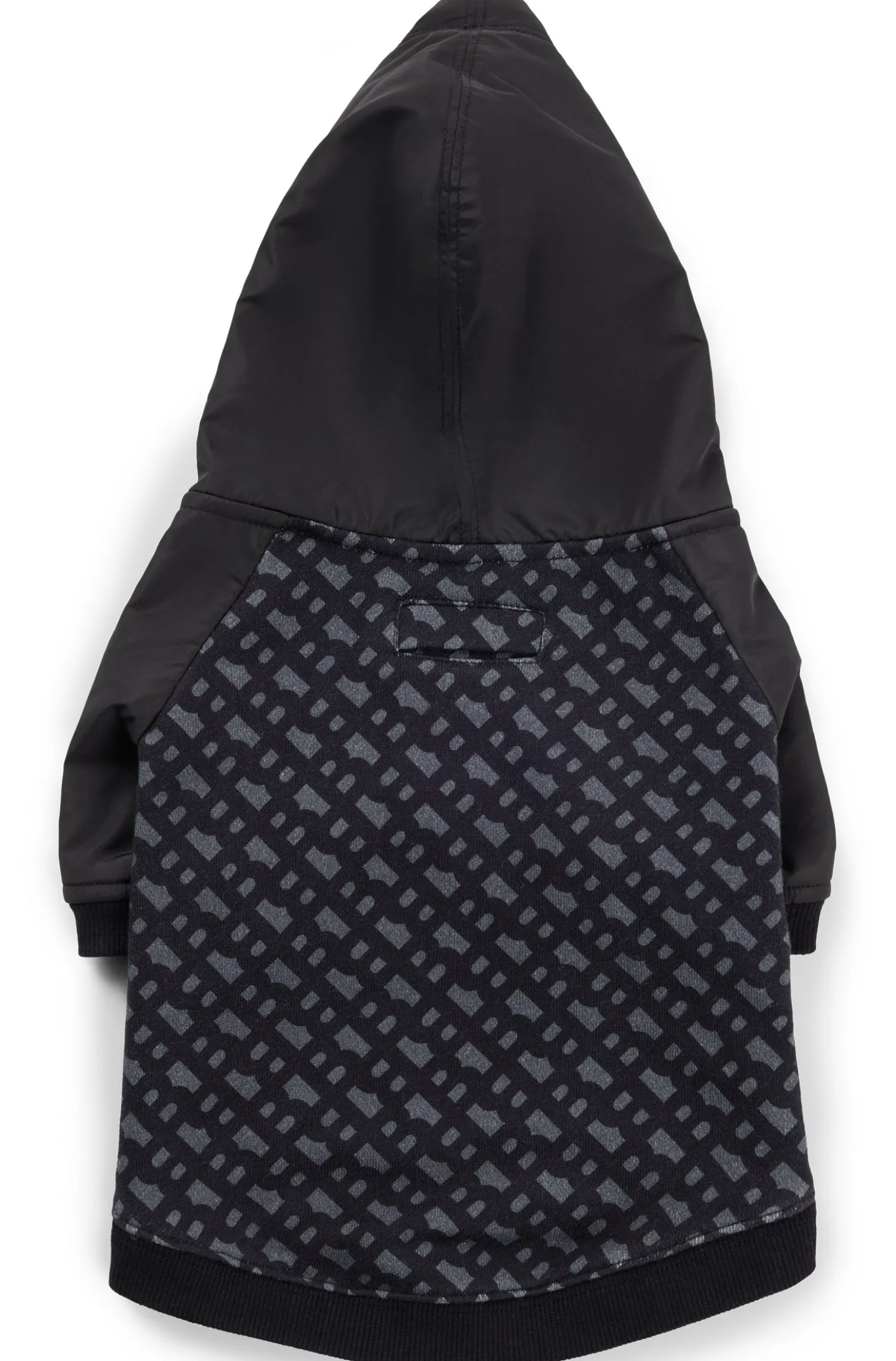 Dog hoodie with monogram pattern
