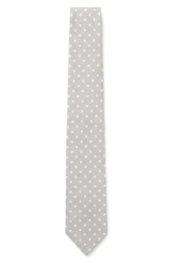 Dot-pattern tie in silk-linen jacquard