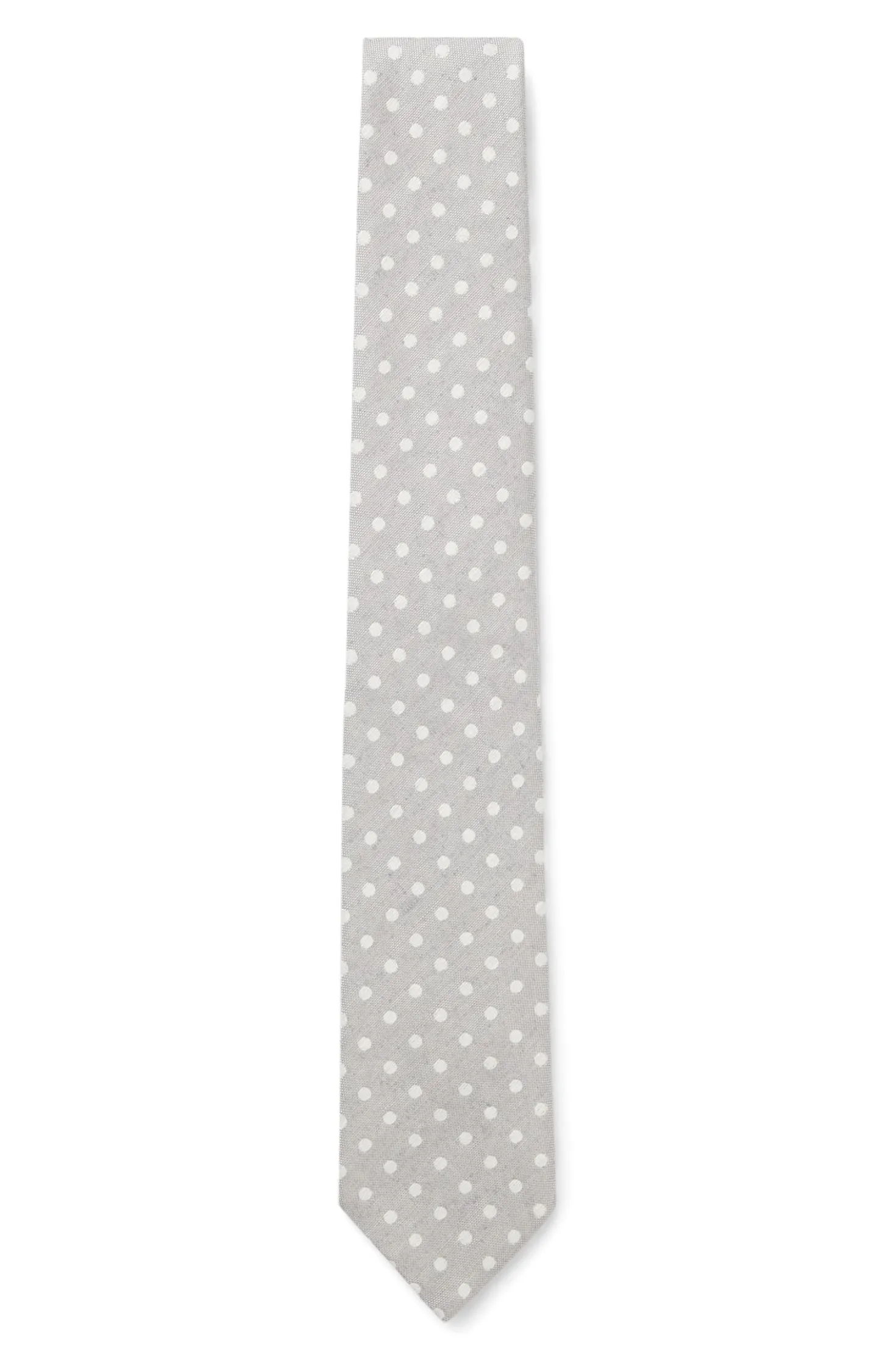 Dot-pattern tie in silk-linen jacquard