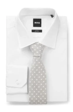 Dot-pattern tie in silk-linen jacquard