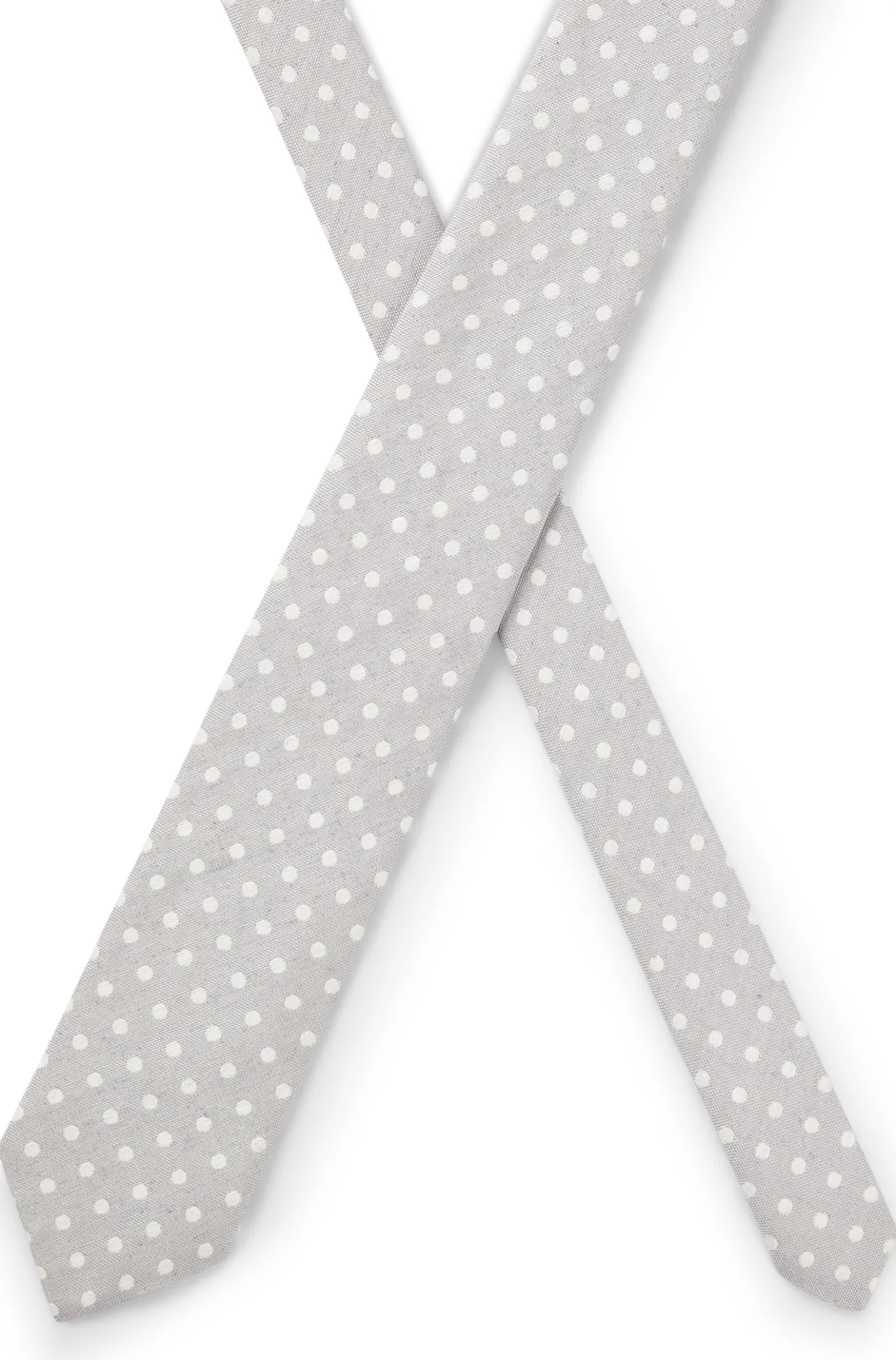 Dot-pattern tie in silk-linen jacquard