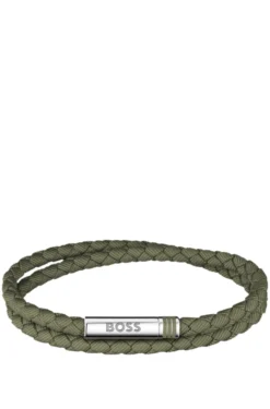 Double-braided green cuff with logo closure