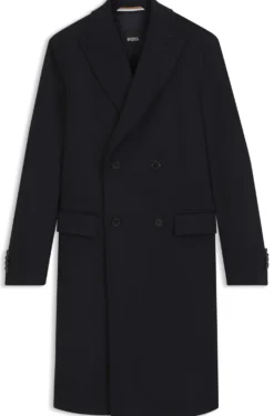 Double-breasted coat in wool and cashmere