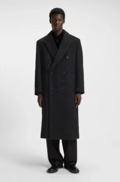 Double-breasted relaxed-fit coat with wool and alpaca