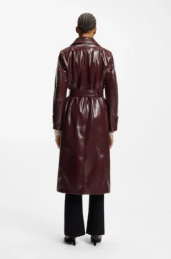 Double-breasted trench coat in faux leather