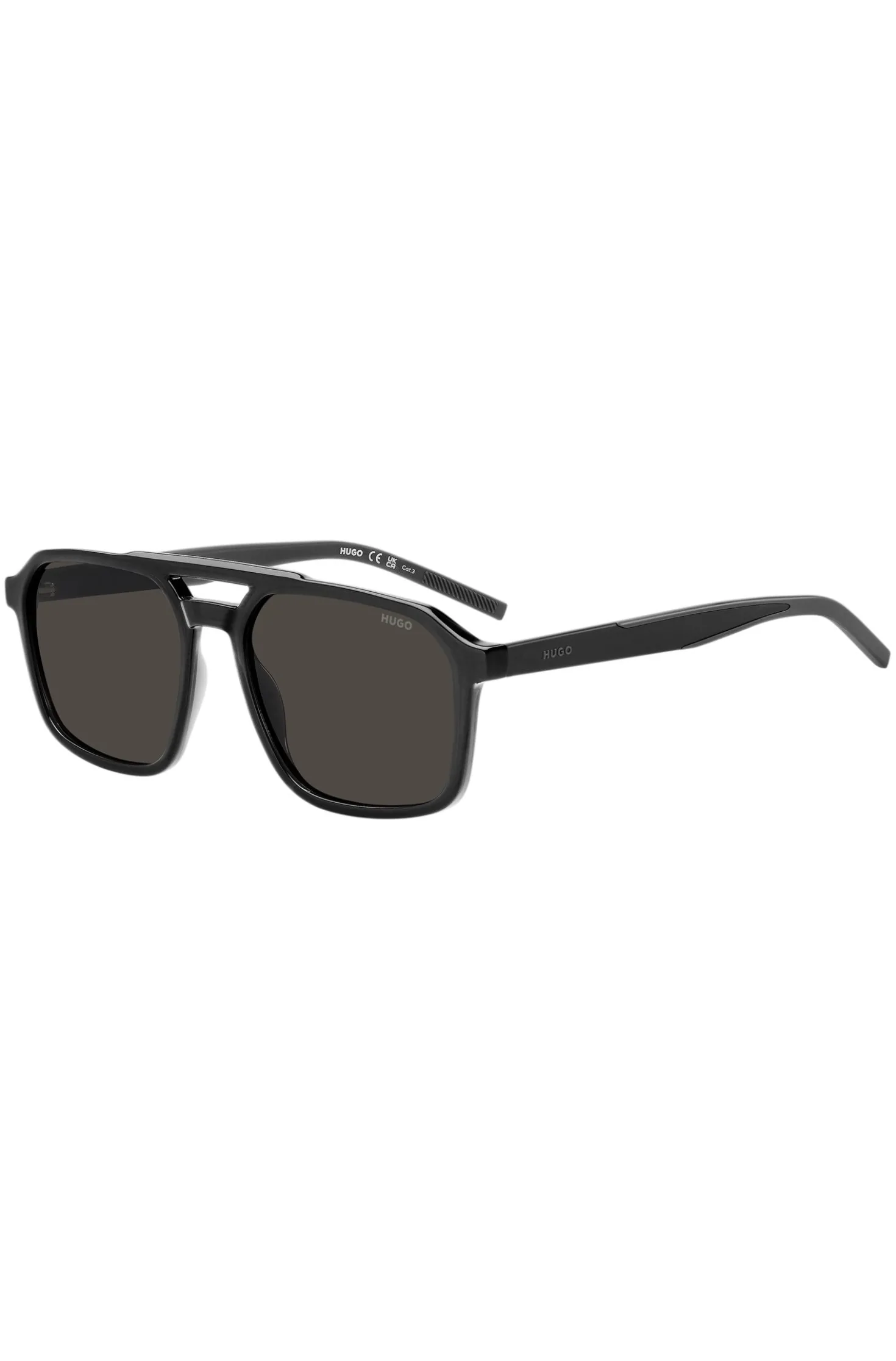 Double-bridge sunglasses in black and grey