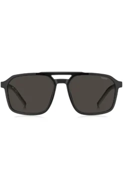 Double-bridge sunglasses in black and grey