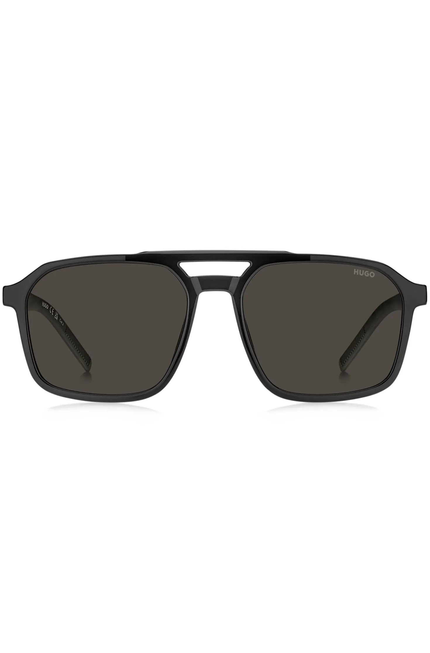 Double-bridge sunglasses in black and grey