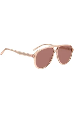 Double-bridge sunglasses in pink acetate