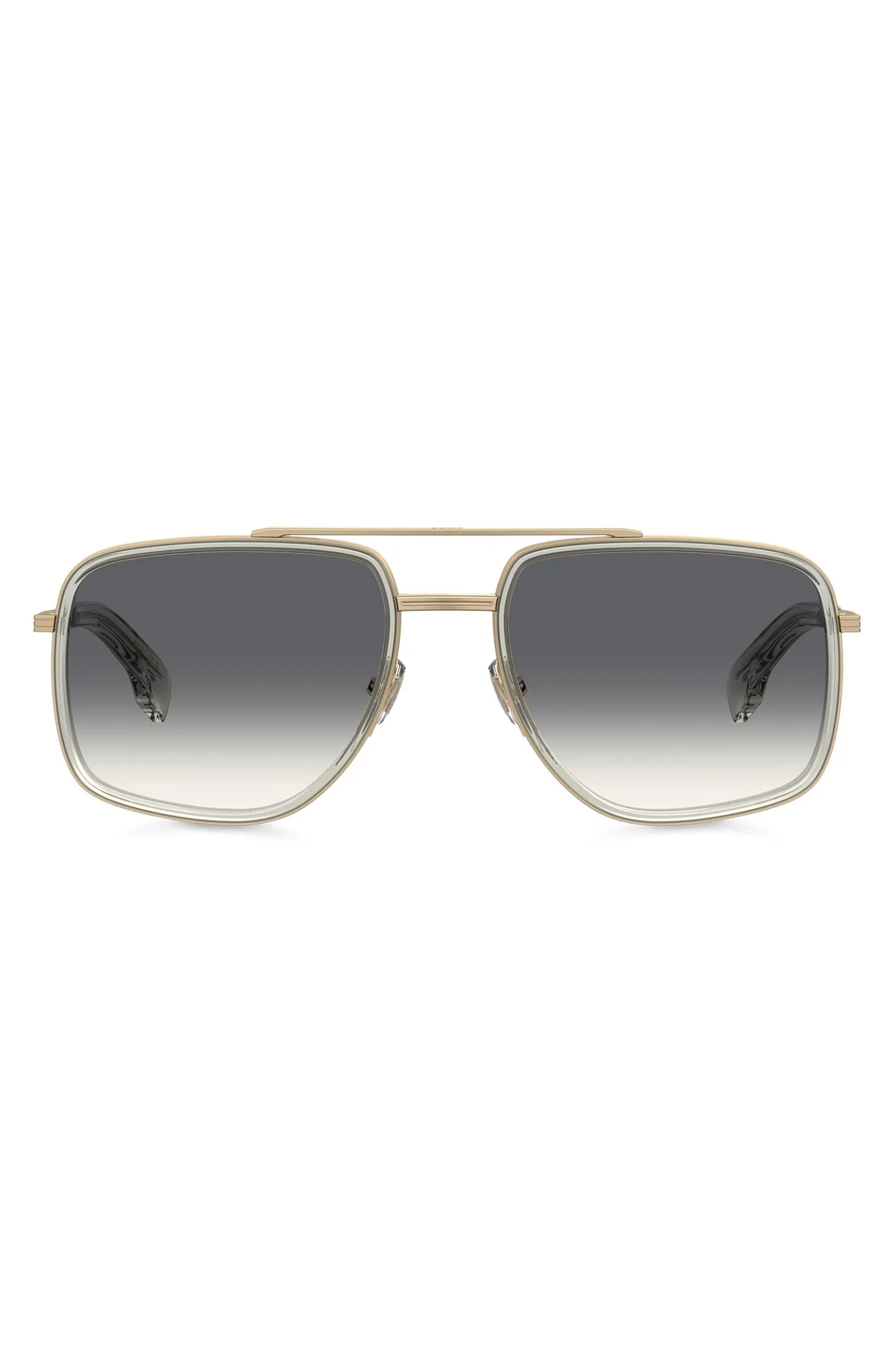 Double-bridge sunglasses with gold-tone effect