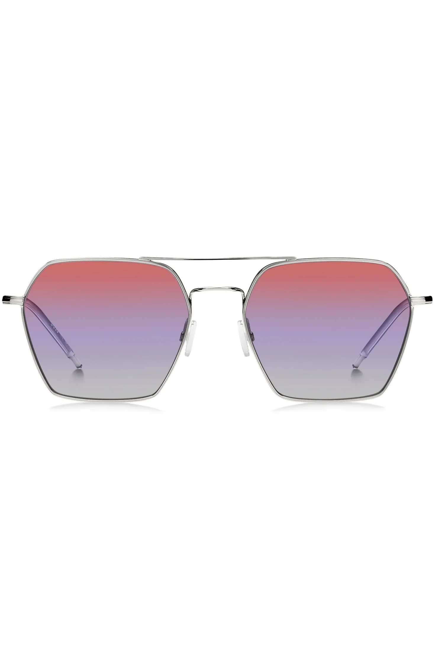 Double-bridge sunglasses with multicoloured lenses