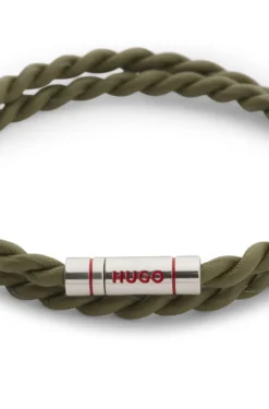 Double-wrap cuff in braided leather