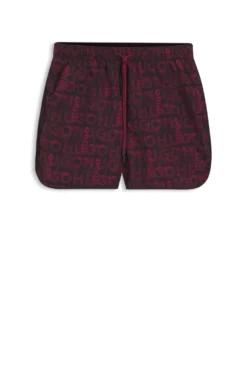 Drawcord swim shorts with all-over print