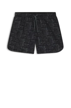 Drawcord swim shorts with all-over print