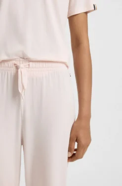 Drawstring pyjama bottoms in stretch cotton with logo detail