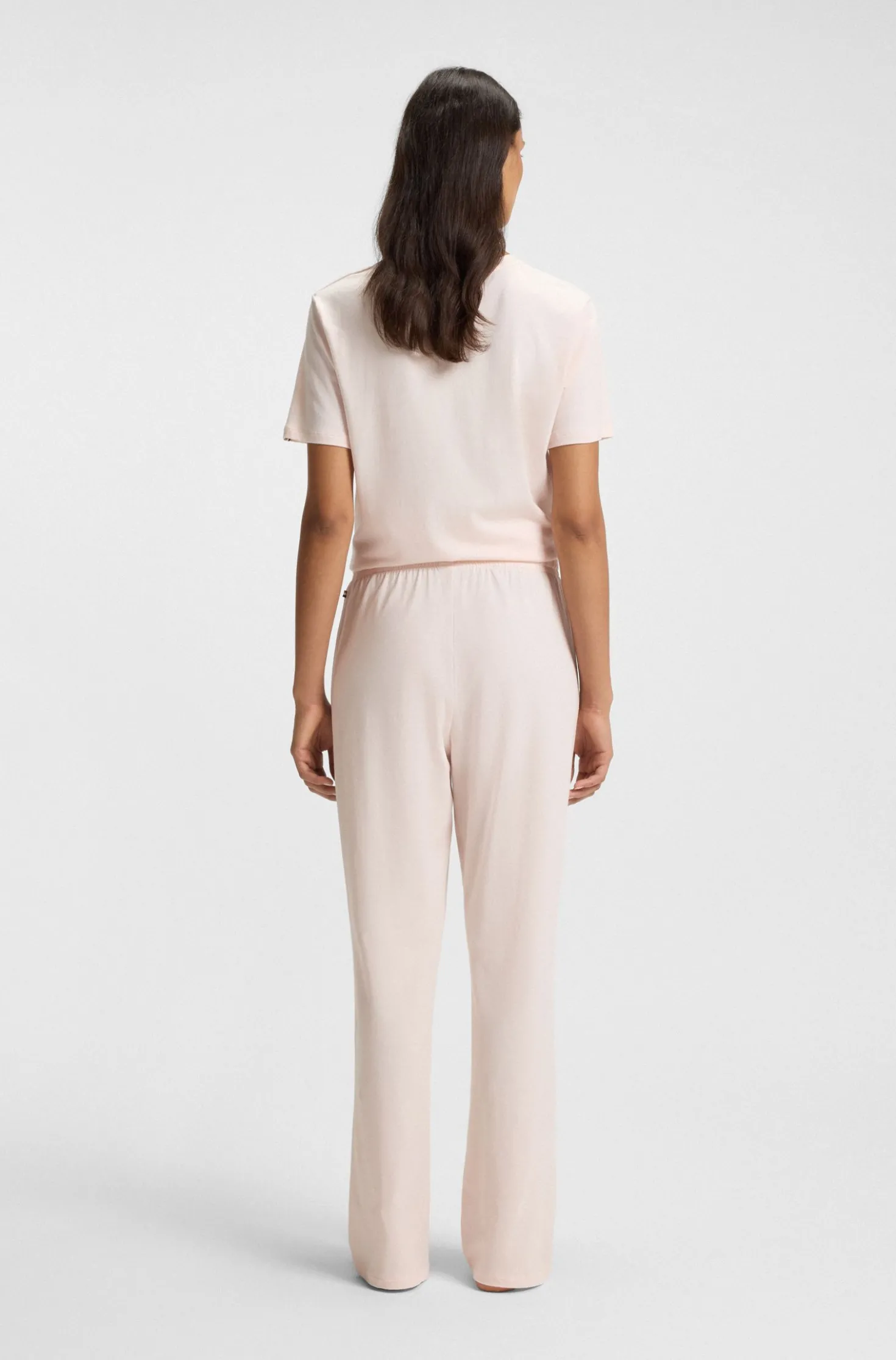 Drawstring pyjama bottoms in stretch cotton with logo detail