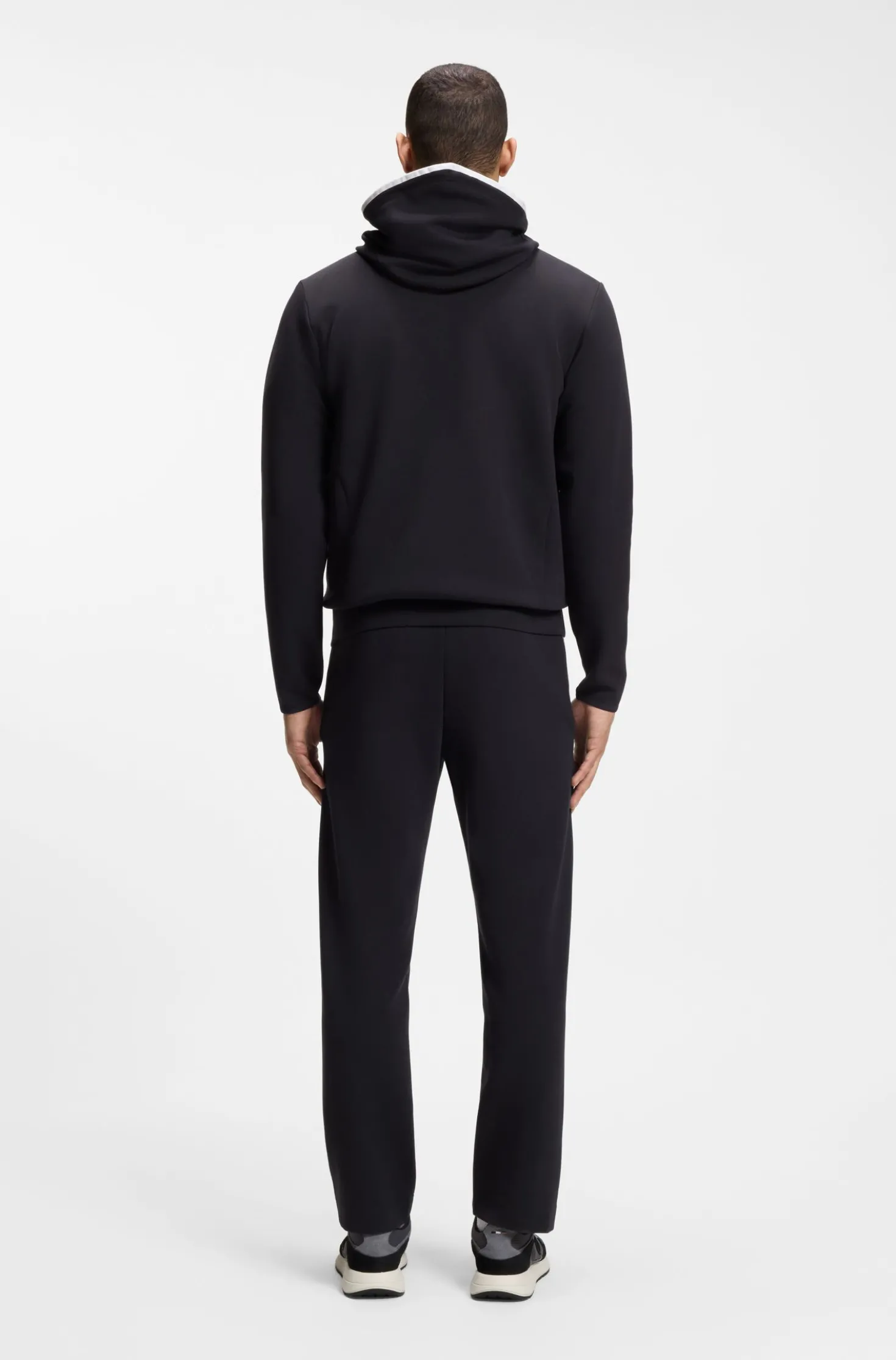 Drawstring trousers in cotton-blend jersey