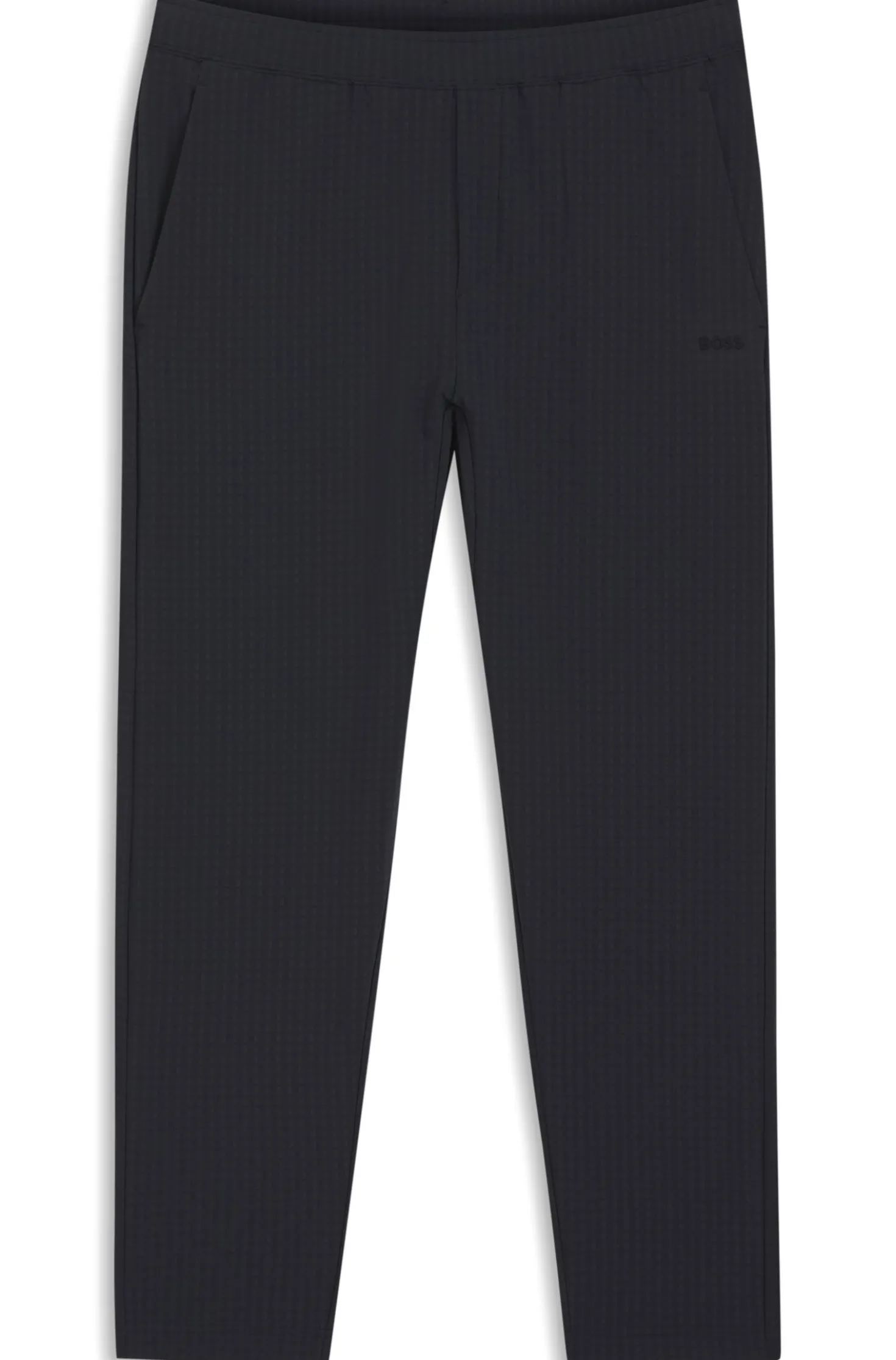 Drawstring trousers in stretch waffle fabric with framed zip