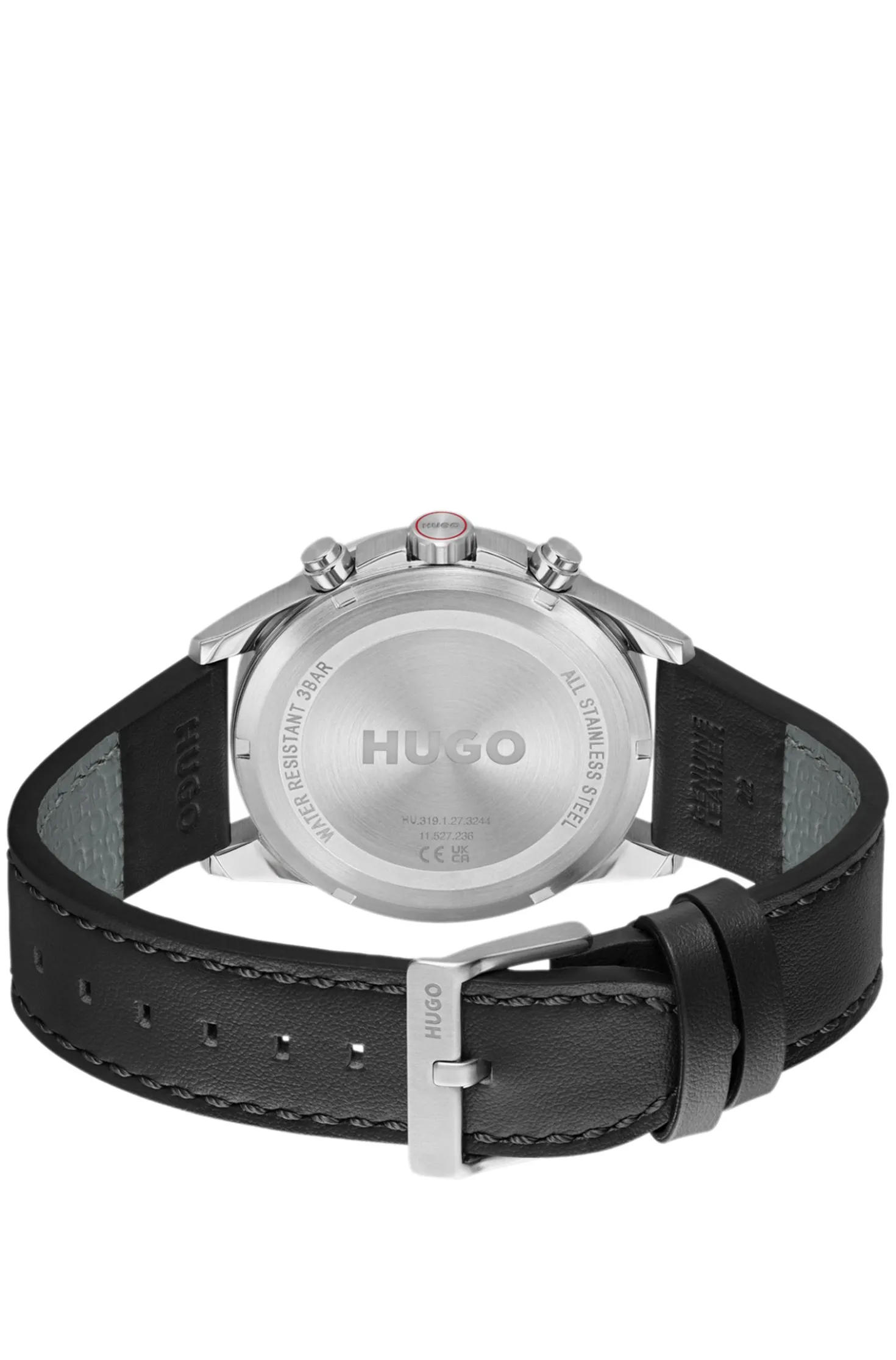 #Drift black-dial watch with black leather strap