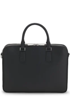 Embossed-leather document case with silver-tone hardware
