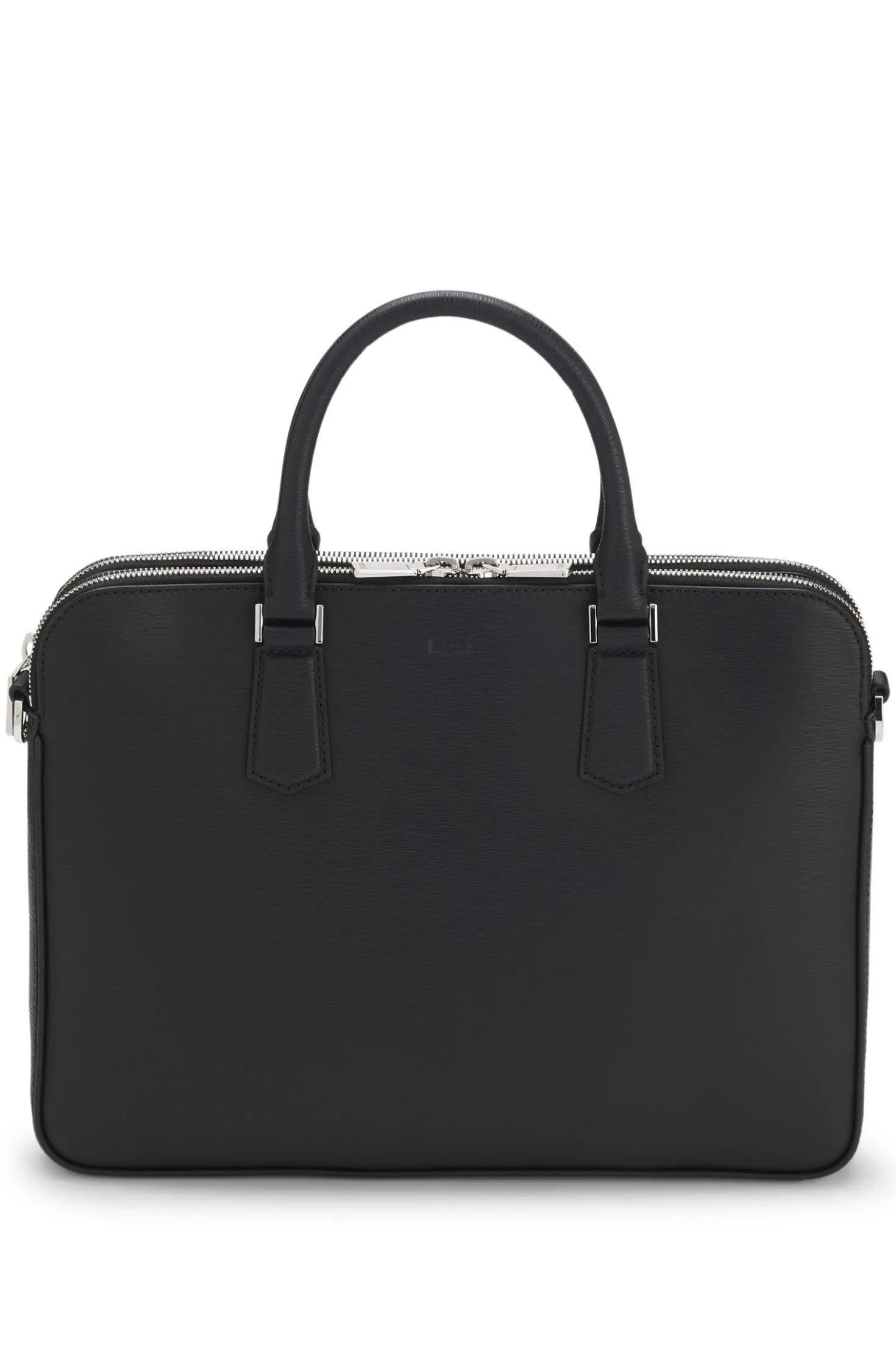 Embossed-leather document case with silver-tone hardware