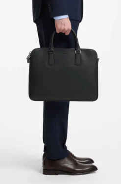 Embossed-leather document case with silver-tone hardware