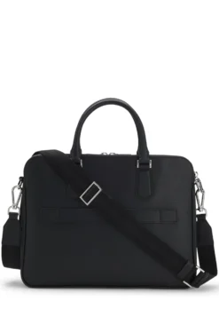 Embossed-leather document case with silver-tone hardware