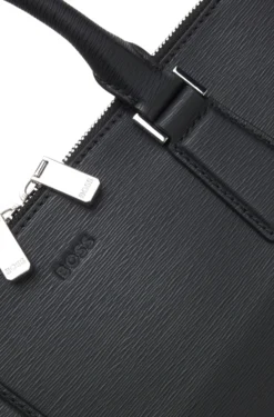 Embossed-leather document case with silver-tone hardware