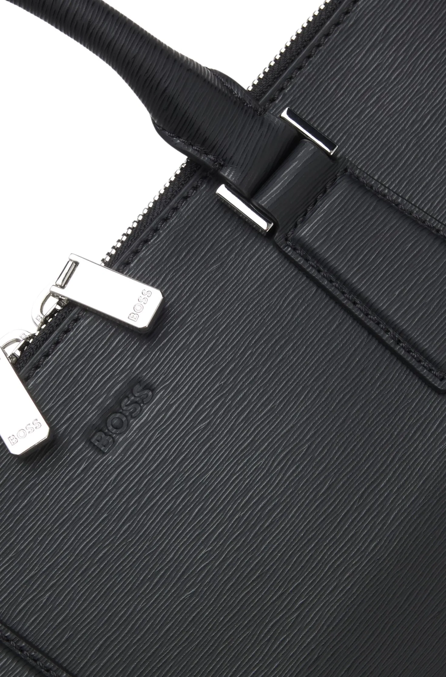 Embossed-leather document case with silver-tone hardware