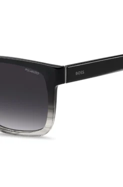 Engraved-logo sunglasses in degradé black acetate
