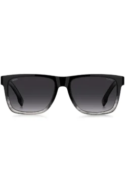Engraved-logo sunglasses in degradé black acetate