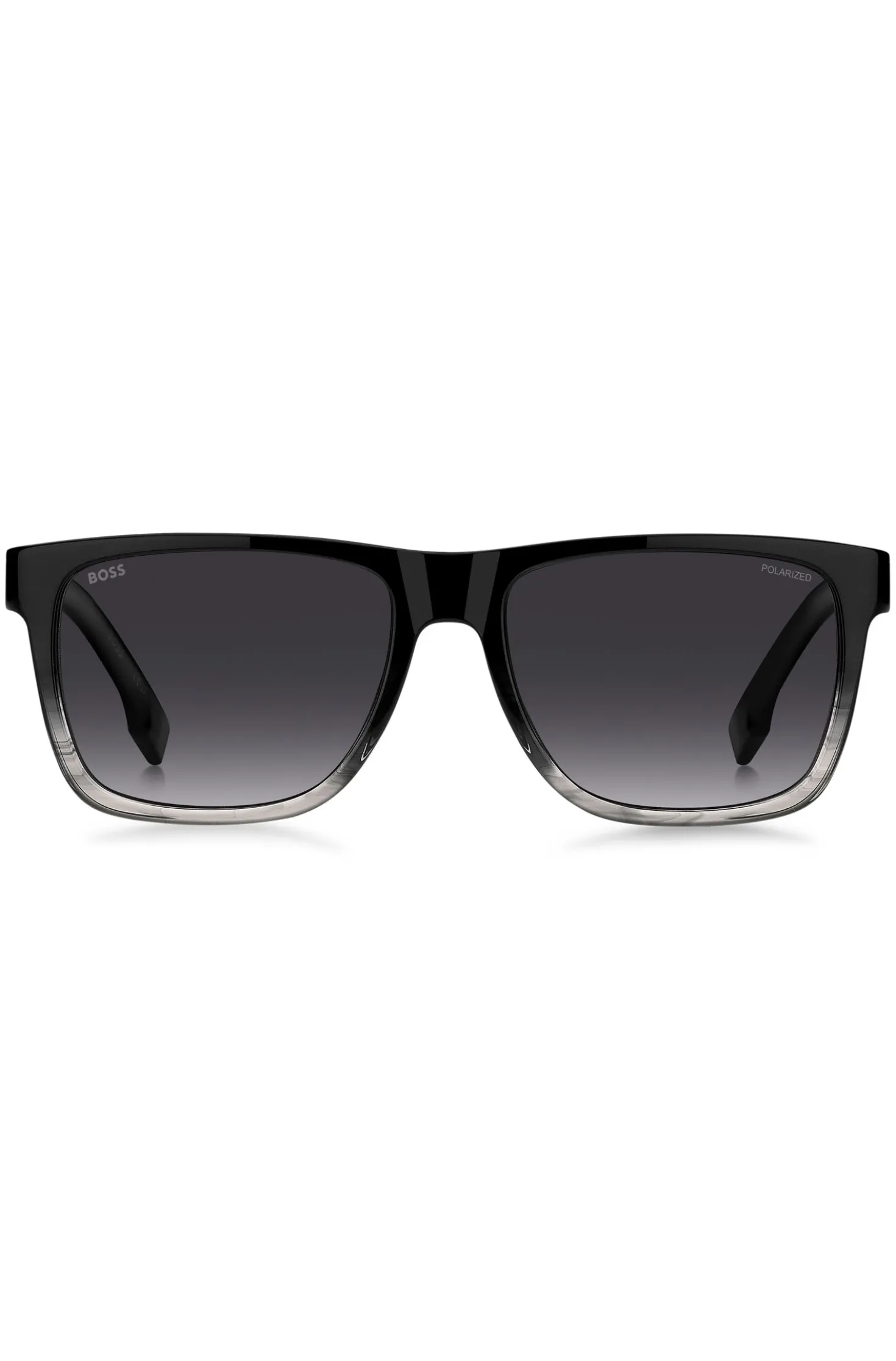 Engraved-logo sunglasses in degradé black acetate