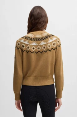 Equestrian cardigan with knitted pattern