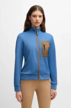 Equestrian cardigan with zipped chest pocket