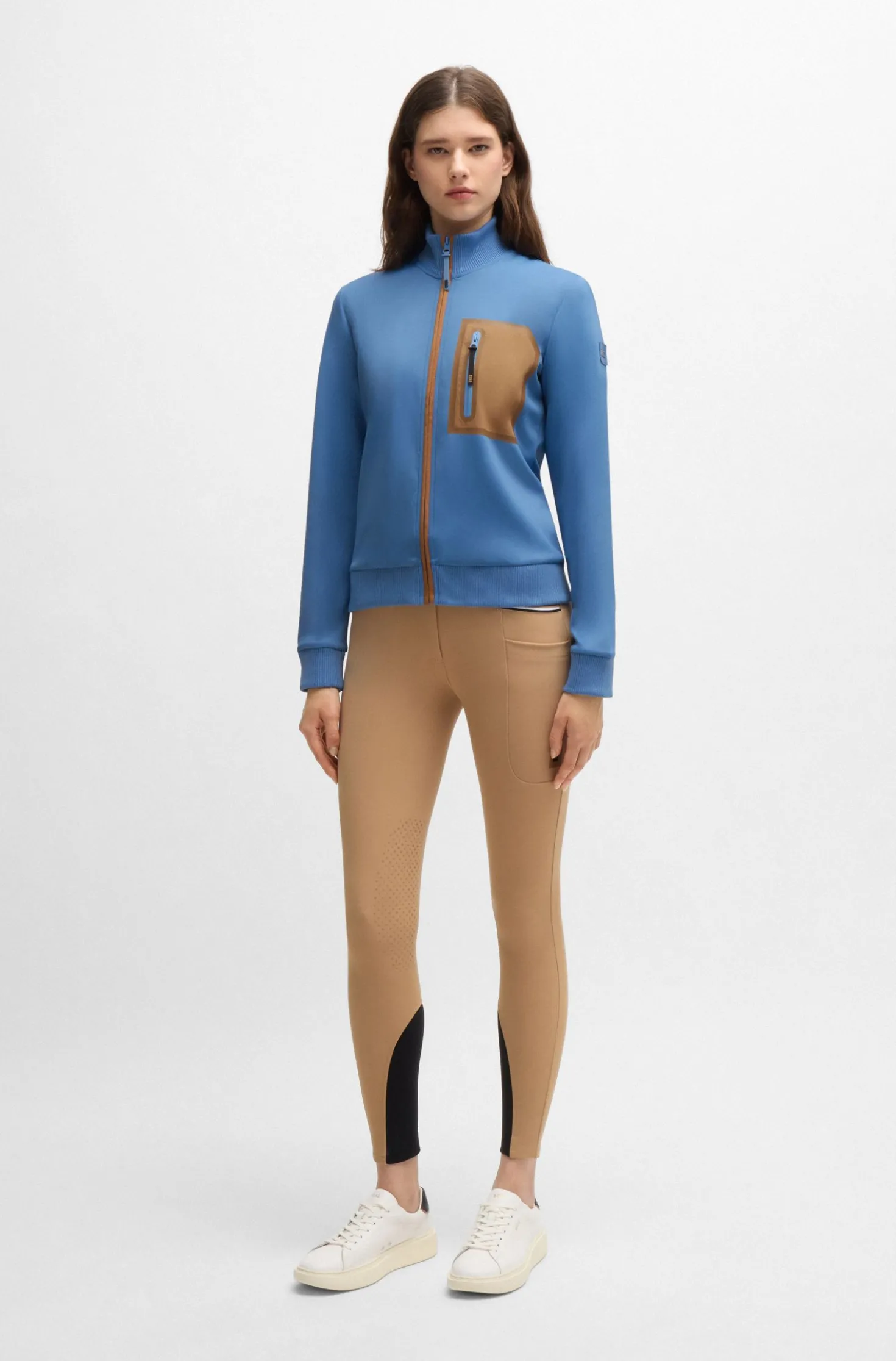 Equestrian cardigan with zipped chest pocket